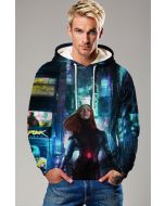 Deep Blue Cyberpunk Black Widow Hoodie