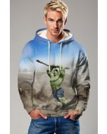 Blue-Grey Hulk Pullover Hoodie – Smash Scene Impact Edition