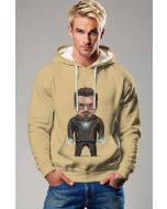 Khaki Stark Pullover Hoodie – Chibi Iron Man in Casual Suit