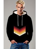 Black Retro Chevron Pullover Hoodie – Vintage Sunset Stripes