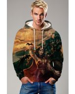 Golden-Red Pullover Hoodie – Warrior Goddess in Sunset Glory