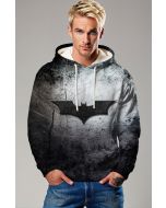 Black & Gray Pullover Hoodie – Scratched Bat Emblem Design
