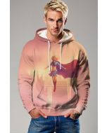 Peach Gradient Pullover Hoodie – Supergirl Flying Silhouette