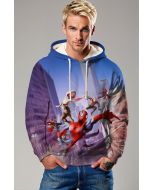 Blue-Purple Spider-Verse Pullover Hoodie – Multi-Spider Heroes City Swing