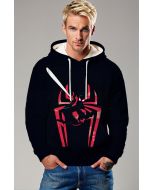 Red Signal Hoodie – Black Hoodie with Stylized Spider Swing Print