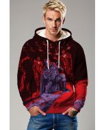Shadow War Hoodie – Black & Red Dark Hero vs. Army Print
