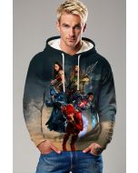 Justice Alliance Hoodie – Gray Blue & Gold Superhero Team Print