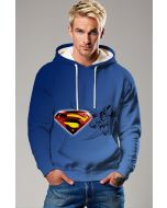 Classic Blue Superman Hoodie – Bold S Emblem with Sketch Fly Pose