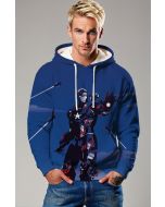 Blue Iron Hero Pullover Hoodie – Futuristic Armor-Inspired Design