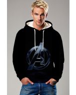 Marvel Avengers Inspired Men’s Black Minimal Logo Pullover Hoodie