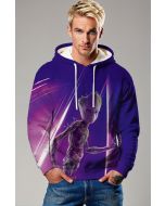 Guardians of the Galaxy Inspired Groot Purple and Blue Cosmic Pullover Hoodie
