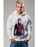 Ant-Man White Pullover Hoodie – Watercolor Superhero Design