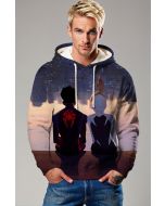 Spider-Man Across the Spider-Verse Skyline Sunset Marvel Design Pullover Hoodie