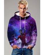 Miles Morales Into the Spider-Verse Neon Skyline Purple Marvel Design Pullover Hoodie