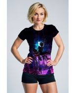 Dark Black & Neon Spider‑Man City Graphic T‑Shirt