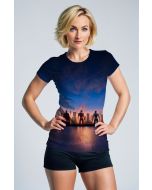 Dark Blue Avengers Sunset Skyline Graphic T‑Shirt