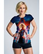 Captain Marvel Graphic Apparel – Vibrant Red & Blue T‑Shirt