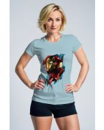 Iron Hero Polygon Art Apparel – Light Blue T‑Shirt