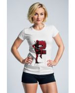White Deadpool 2 Graphic T‑Shirt – Bold Red Number Design