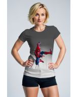 Gray & White Spider‑Man Graphic T‑Shirt – Dynamic Hero Leap