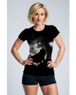 Black Dark Knight Silhouette Graphic T‑Shirt – Bold Minimalist Hero Style