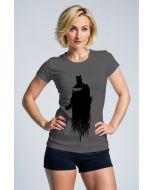 Dark Gray Batman Silhouette Graphic T‑Shirt – Minimalist Hero Tee