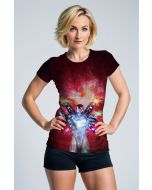 Wine Red Iron Man Arc Reactor T‑Shirt – Electrifying Hero Tee