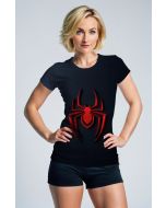 Black T‑Shirt with 3D Red Spider Graphic