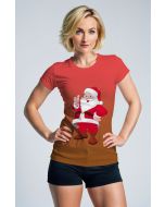 Red Santa Claus Cartoon Graphic T‑Shirt