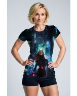 Deep Blue Cyberpunk Black Widow T-Shirt