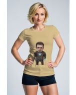 Light Khaki Stark Tee – Animated Tech Hero Core Glow