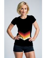 Black Chevron Stripe Tee – Retro V in Burnt Tones