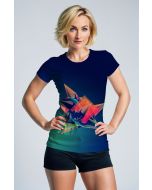 Blue Gradient Tee – Futuristic 3D Geometry Print