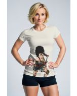 White T-Shirt – Afro Amazon Warrior Illustration Tee