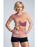 Peach Gradient T-Shirt – Floating Supergirl Sketch Tee