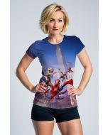 Blue-Purple Spider-Verse T-Shirt – Heroic Crossover Skyline Tee