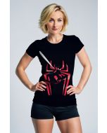 Spider Motion Tee – Black Short Sleeve with Red Symbol & Hero Silhouette