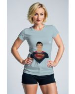 Iconic S Tee – Faceless Superman Print on Light Steel Blue