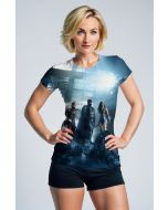 Justice League Vanguard Graphic Tee – Full Print Blue Highlight