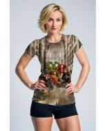 Cartoon Collision Tee – Beige Heroic Parody Graphic Shirt