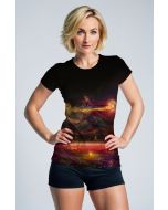 Multiverse Shift Graphic Tee – Blackout Edition with Fiery Spell Design