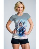 Supergirl Empowerment Graphic Tee – Silver Blue Fitted Shirt