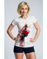 White Action Tee – Superman Brushstroke Graphic T-Shirt