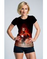 Stark Force Slim Tee – Clean White & Red Power Art T-Shirt