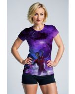 Miles Morales Into the Spider-Verse Neon Skyline Purple Marvel Design T-Shirt