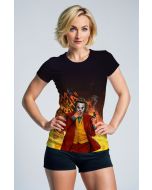 Joker Street Rebellion T-Shirt – Fire Graffiti Art on Black