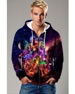  Dark Purple Avengers Universe Zip‑Up Hoodie