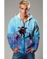 Light Blue Spider‑Verse Zip‑Up Hoodie