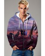 Purple Frozen Journey Graphic Zip‑Up Hoodie