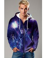 Dark Purple Heroic Warrior Graphic Zip‑Up Hoodie
